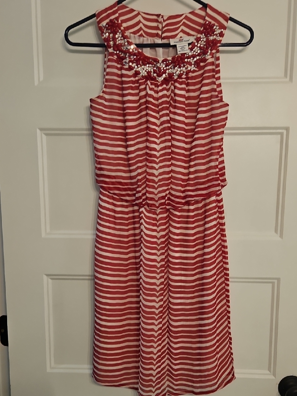 Vineyard Vines Coral & White Beaded Neckline Dress